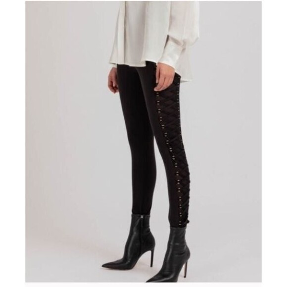 Murmur Fling Leggings NWT Black Pants Ribbon Detail Retail $460 Size 38 - Picture 1 of 8